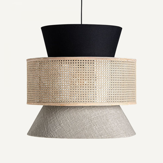 BETHALE - Lampe suspension en rotin et coton ÉCLAIRAGE FRANÇAIS