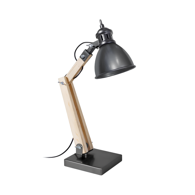 Lampe à poser industrielle en bois IRON