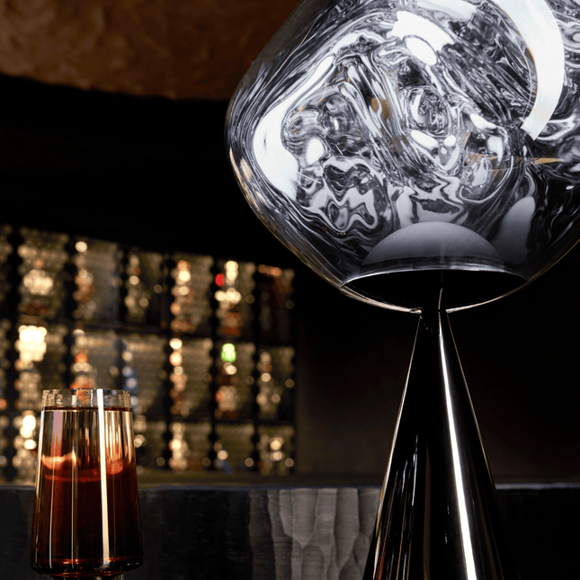 Melt cone fat table, noir, silver