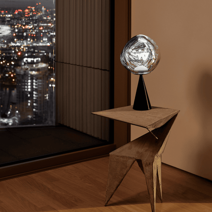 Melt cone fat table, noir, silver