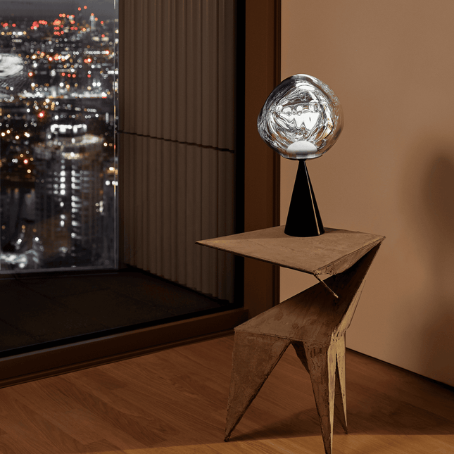 Melt cone fat table, noir, silver