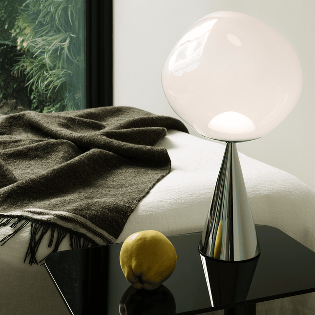Melt cone fat table, silver, opalescent