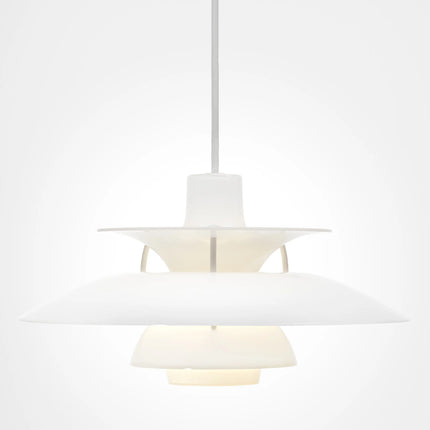 Suspension PH 5 Ø320 Opal blanc allumée – vue de face