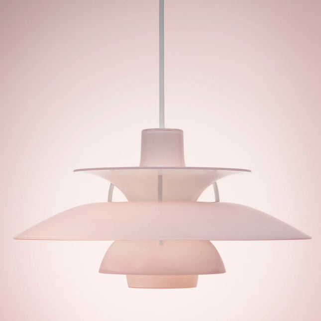 Suspension PH 5 Ø320 Opal rose pâle Louis Poulsen – vue de face