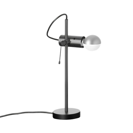 Agnoli 251 nickel noir satiné, lampe de table Oluce par Tito Agnoli
