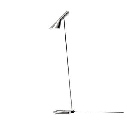 Lampadaire AJ Louis Poulsen en acier inoxydable poli, allumé