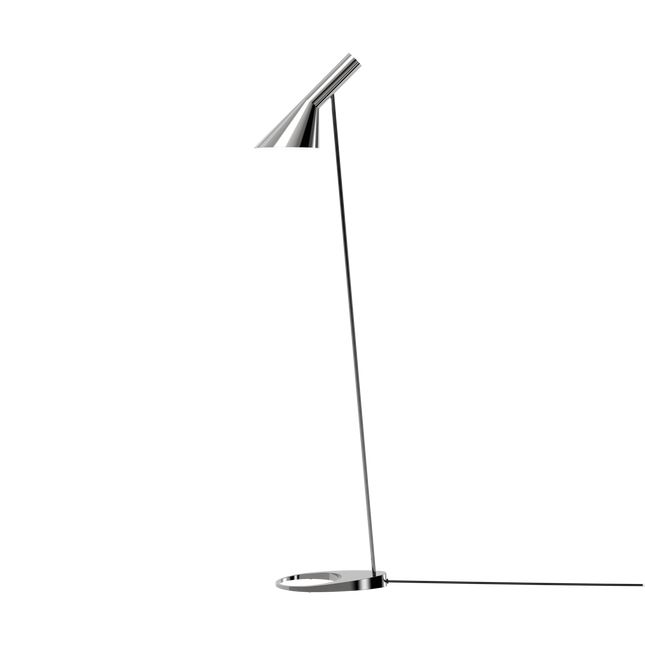 Lampadaire AJ Louis Poulsen en acier inoxydable poli, allumé