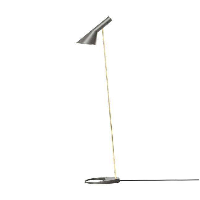 Lampadaire AJ Louis Poulsen laiton et gris chaud, vue de face, éteint