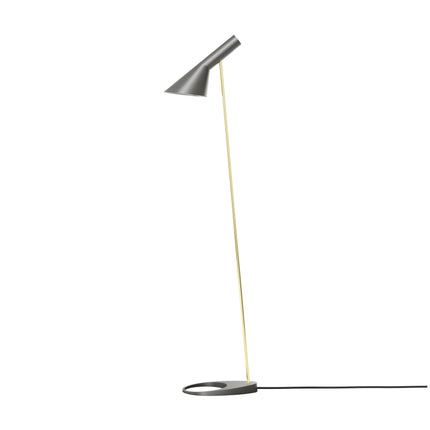 Lampadaire AJ Louis Poulsen laiton et gris chaud, vue de face, éteint