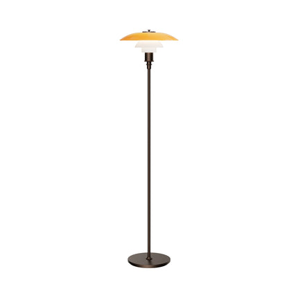 PH 3½-2½ Centenary Edition, lampadaire en verre soufflé bouche ambré et opalin, laiton bruni — Louis Poulsen